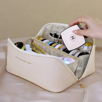 Travel Makeup Bag Leather Large Capacity